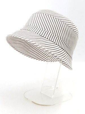 Шляпка в городском стиле из эко-хлопка цвет белый-темно-бежевый Л-255/5