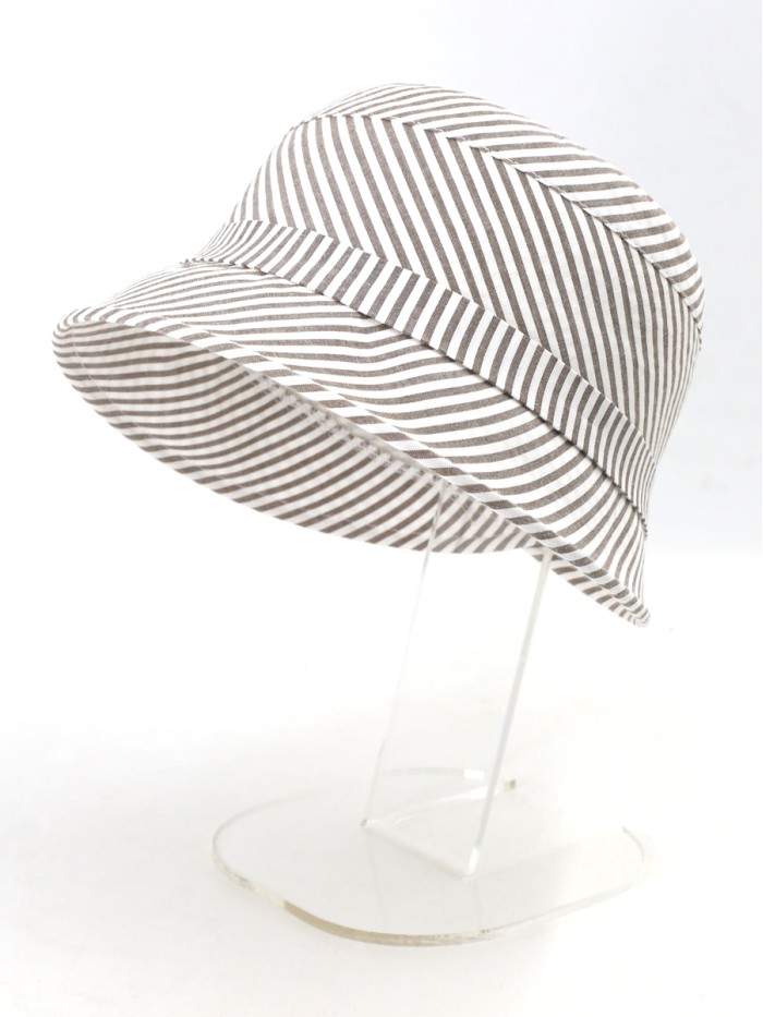 Шляпка в городском стиле из эко-хлопка цвет белый-темно-бежевый Л-255/5