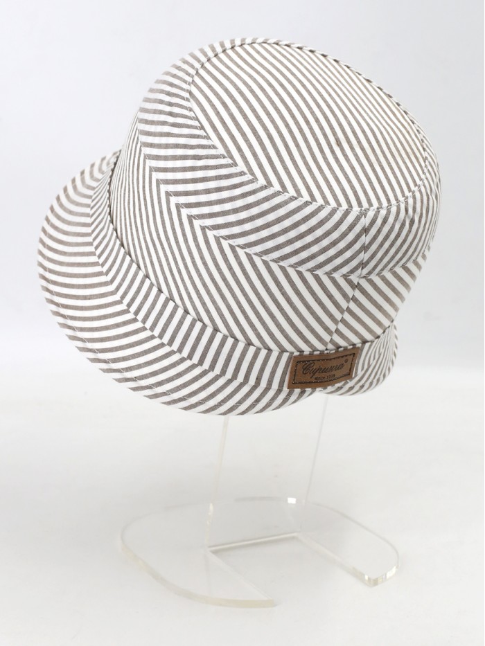 Шляпка в городском стиле из эко-хлопка цвет белый-темно-бежевый Л-255/5