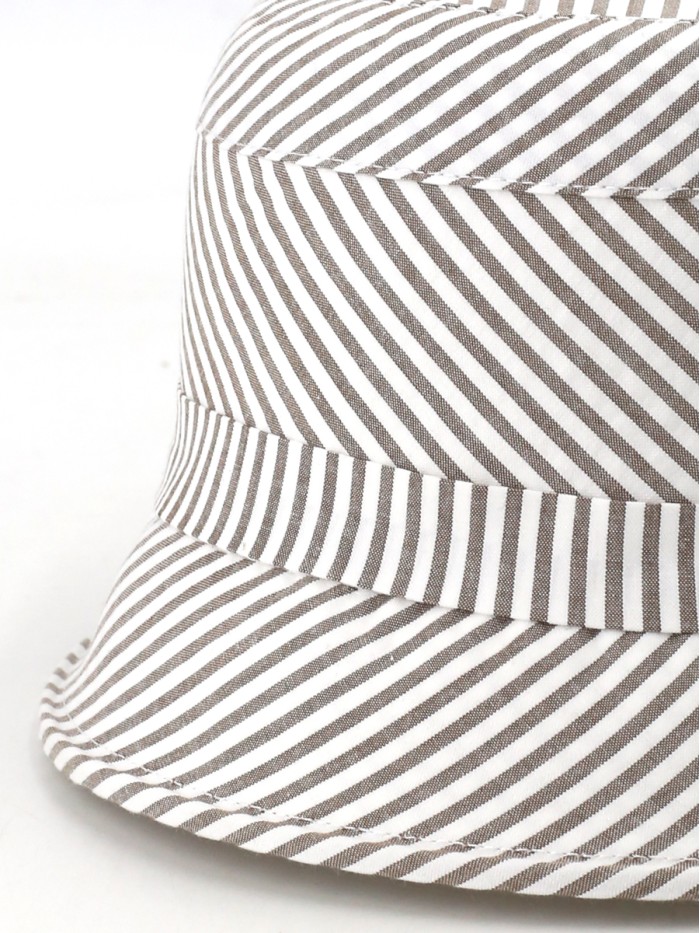 Шляпка в городском стиле из эко-хлопка цвет белый-темно-бежевый Л-255/5