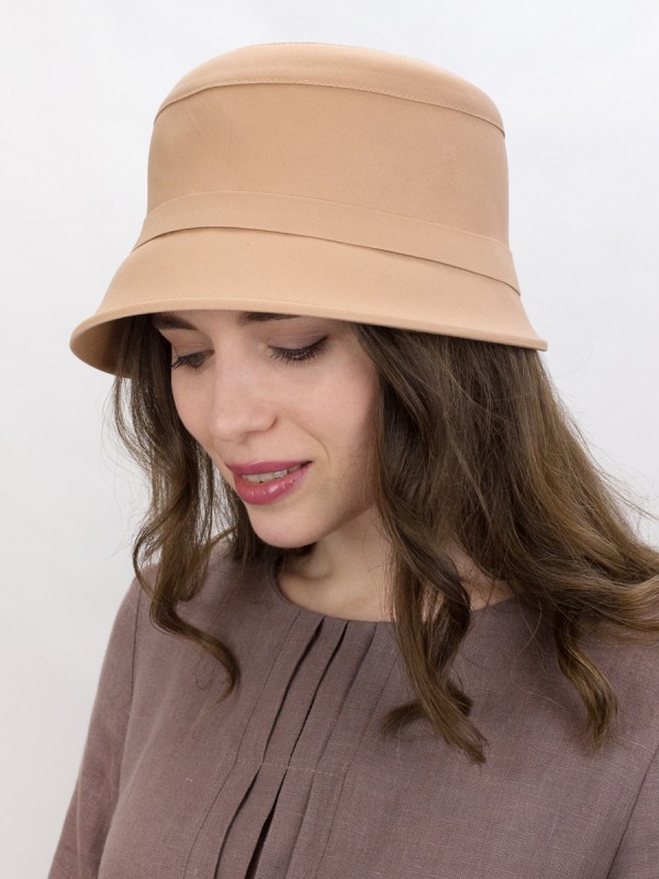 Шляпка в городском стиле из эко-хлопка цвет персиково-бежевый Л-255/5