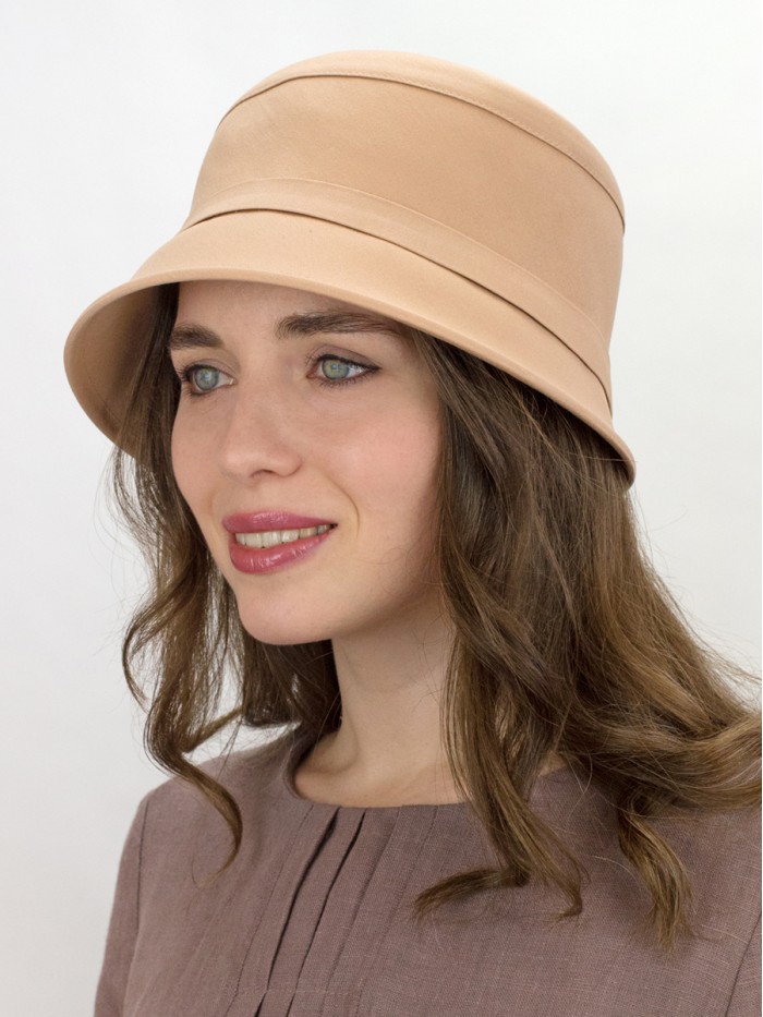 Шляпка в городском стиле из эко-хлопка цвет персиково-бежевый Л-255/5