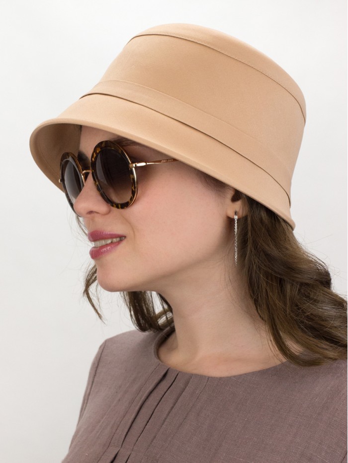 Шляпка в городском стиле из эко-хлопка цвет персиково-бежевый Л-255/5