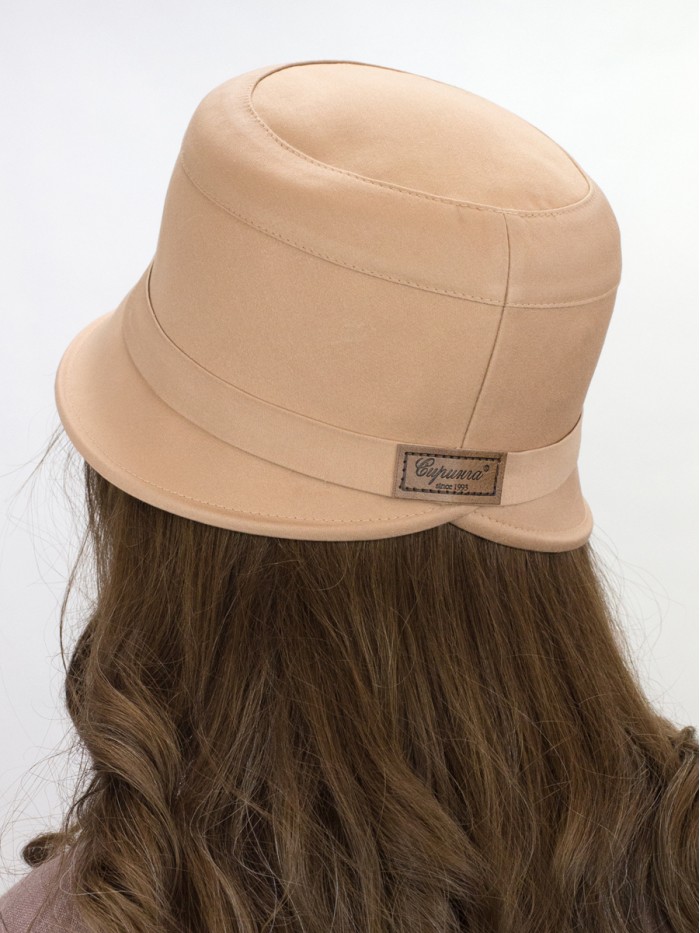 Шляпка в городском стиле из эко-хлопка цвет персиково-бежевый Л-255/5
