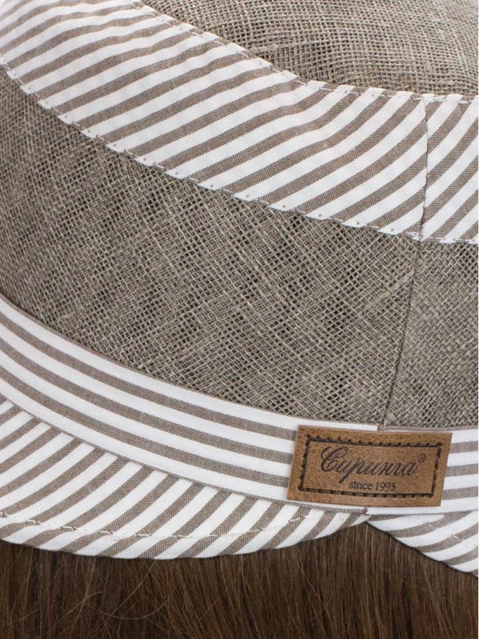 Шляпка в городском стиле комбинированная цвет белый-серый-бежевый Л-255/5Г