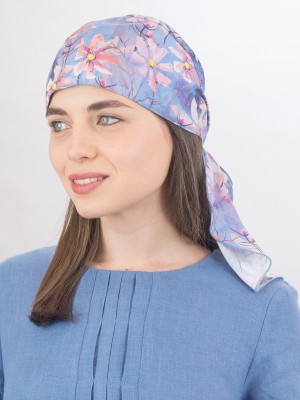 Летняя косынка в стиле 70-х цвет голубой-розовый Л-274/1А