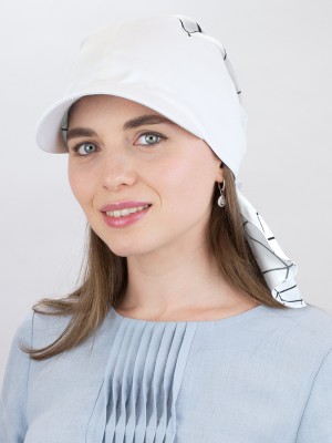 Комбинированная косынка с козырьком цвет белый-черный Л-274К1Д