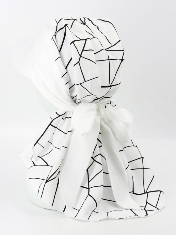 Комбинированная косынка с козырьком цвет белый-черный Л-274К1Д