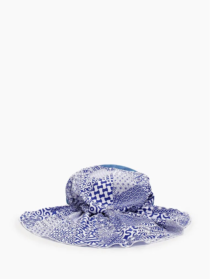 Комбинированная косынка с козырьком цвет индиго-голубой-белый Л-274К1Д