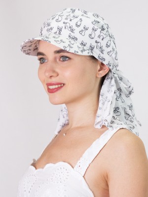 Летняя косынка с козырьком цвет белый-черный Л-274К2