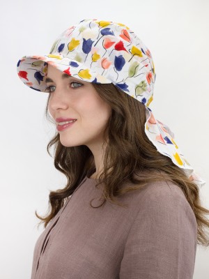 Летняя косынка с козырьком цвет белый-красный Л-274К2