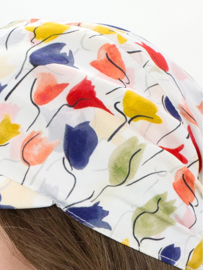 Летняя косынка с козырьком цвет белый-красный Л-274К2