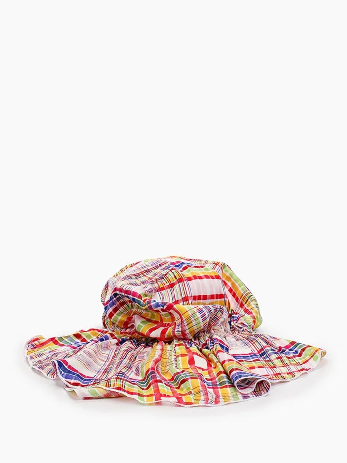 Летняя косынка с козырьком цвет белый-красный-желтый Л-274К2