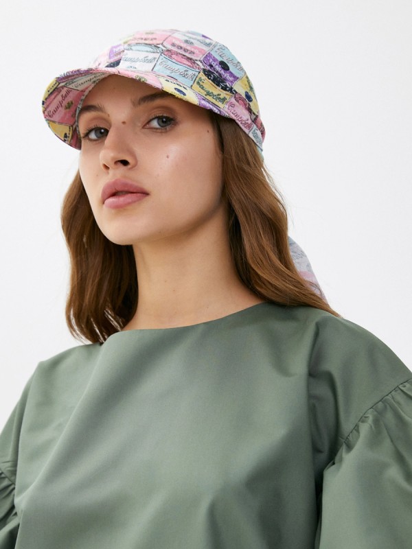 Летняя косынка с козырьком цвет сиреневый-желтый Л-274К2