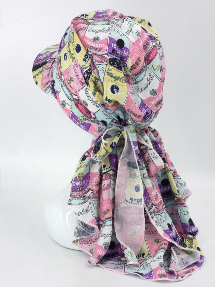 Летняя косынка с козырьком цвет сиреневый-желтый Л-274К2