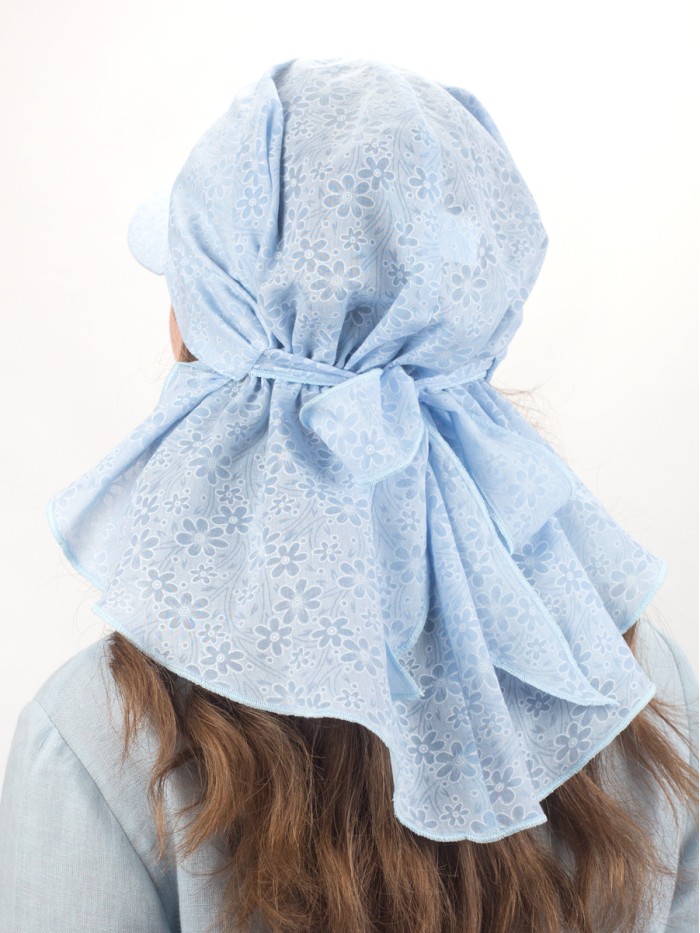 Летняя косынка с козырьком цвет белый-голубой Л-274К2А