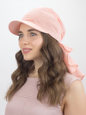 Летняя косынка с козырьком цвет персиковый Л-274К2А