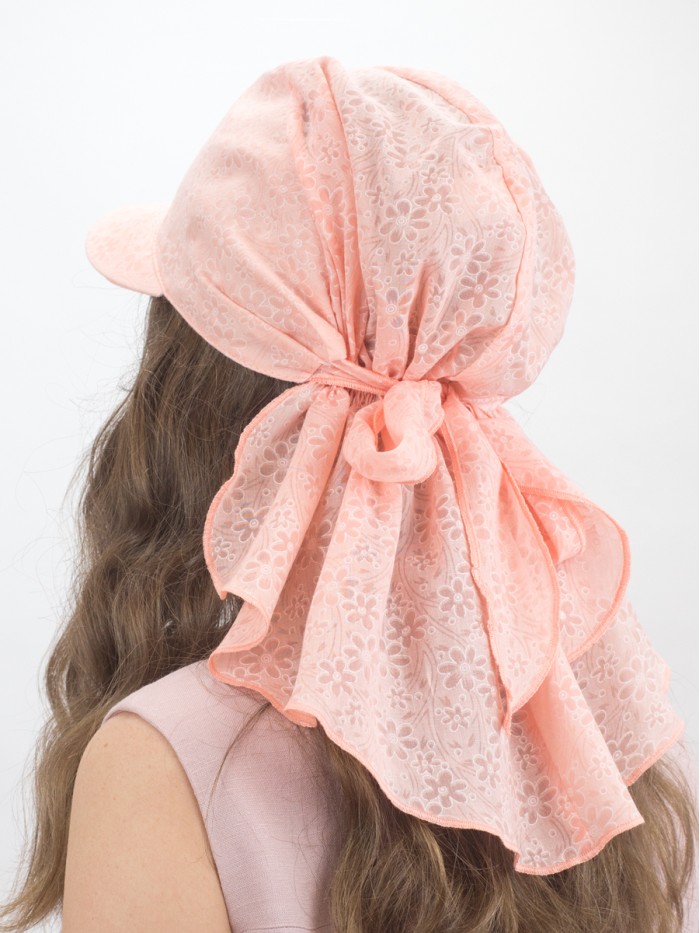 Летняя косынка с козырьком цвет персиковый Л-274К2А