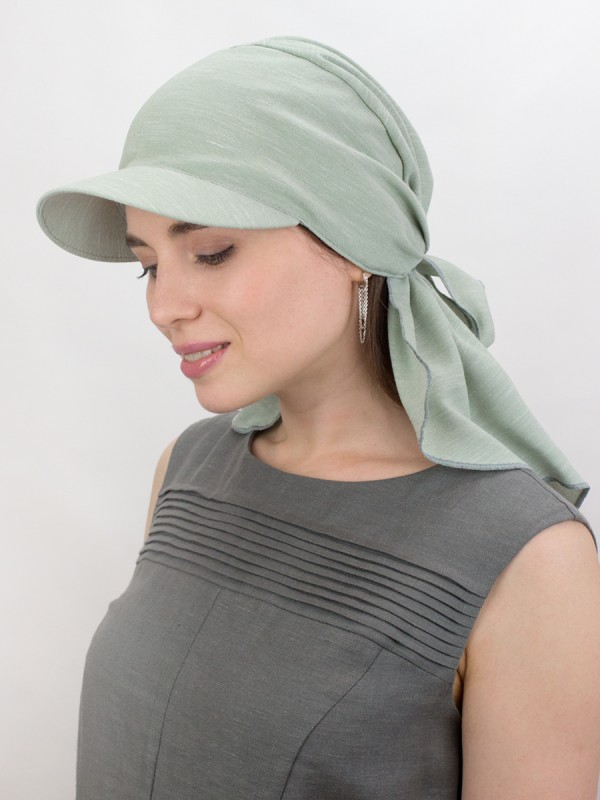 Летняя косынка из эко-льна цвет оливковый Л-274К2Б
