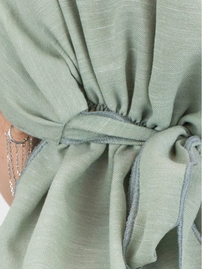 Летняя косынка из эко-льна цвет оливковый Л-274К2Б