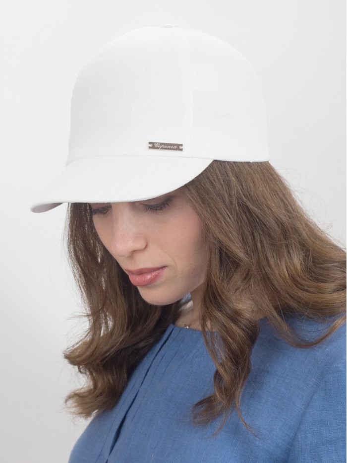 Льняная бейсболка цвет белый Л-339