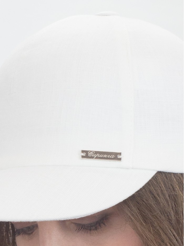 Льняная бейсболка цвет белый Л-339