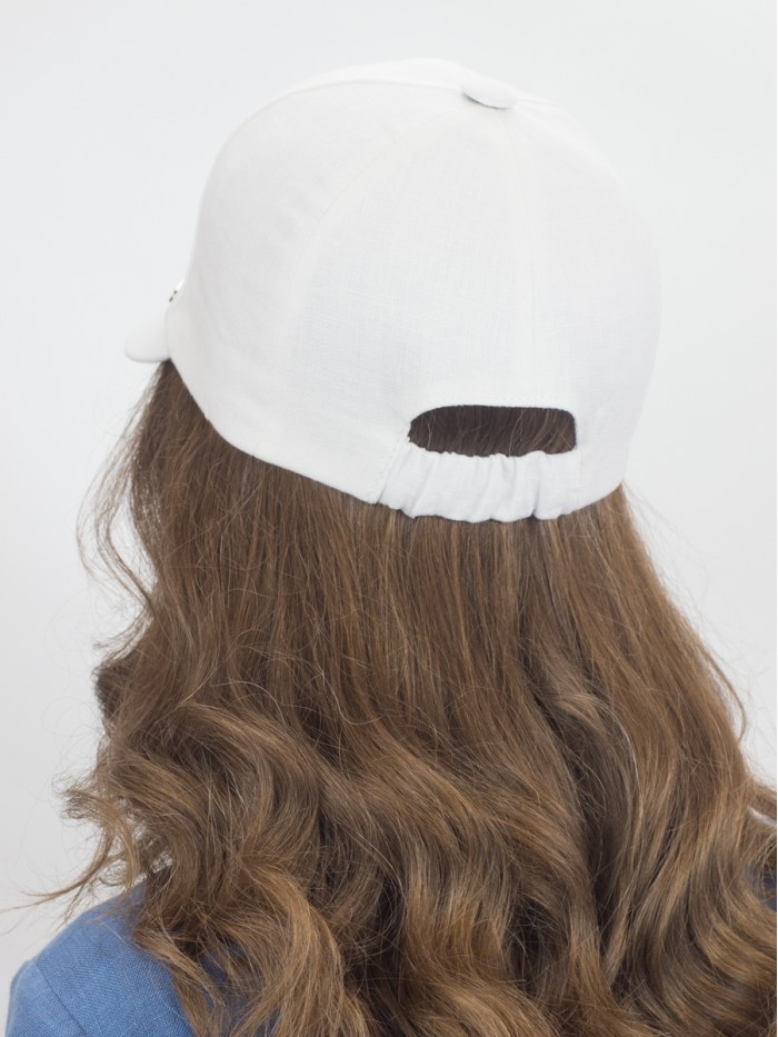 Льняная бейсболка цвет белый Л-339