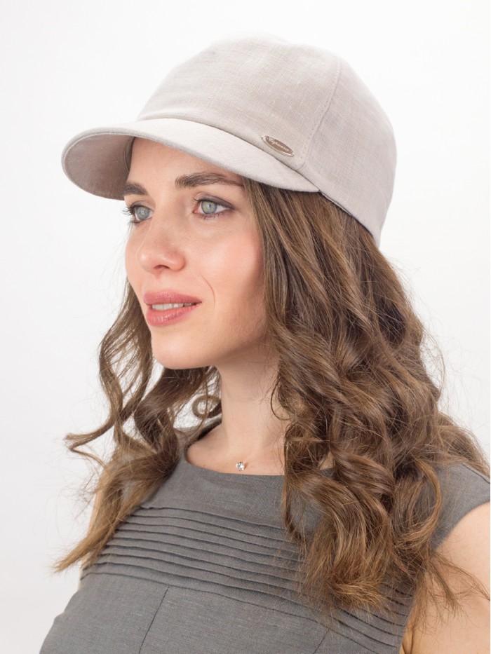 Льняная бейсболка цвет бежево-серый 2 Л-339