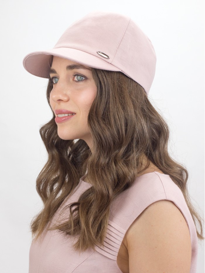 Льняная бейсболка цвет бледно-розовый Л-339