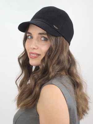 Льняная бейсболка цвет черный Л-339