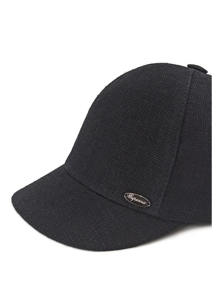 Льняная бейсболка цвет черный Л-339