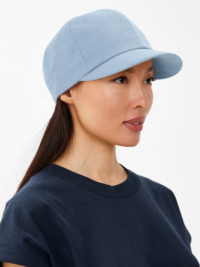 Льняная бейсболка цвет голубой Л-339