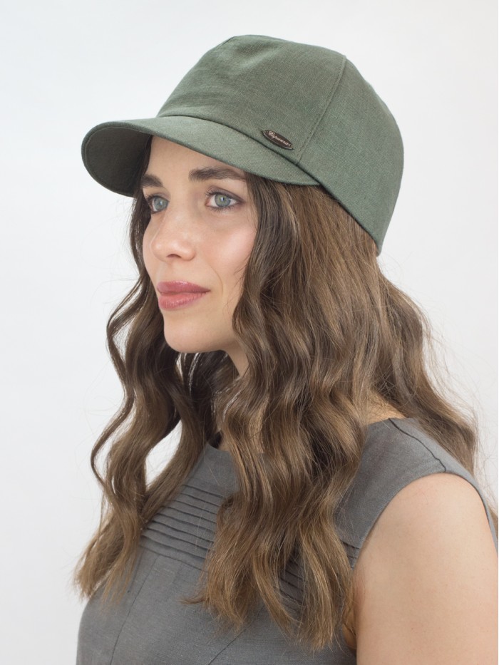 Льняная бейсболка цвет хаки Л-339