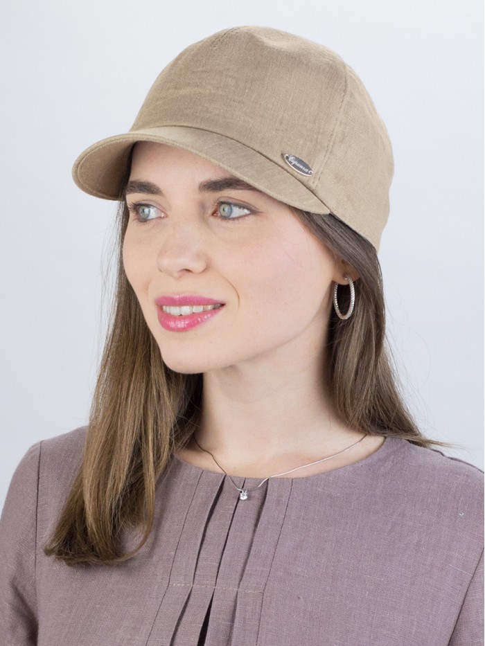 Льняная бейсболка цвет какао с молоком Л-339