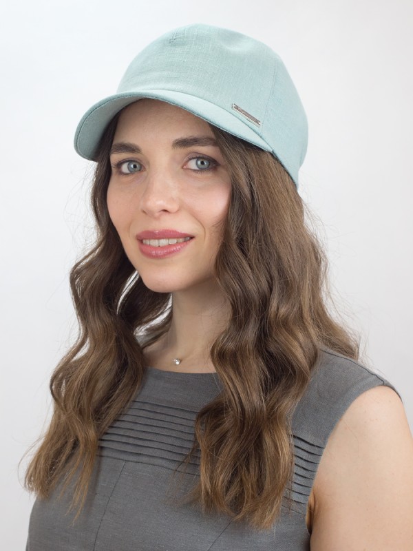 Льняная бейсболка цвет мятный Л-339