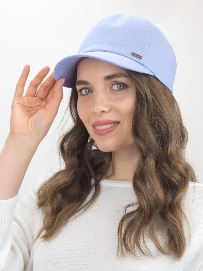 Льняная бейсболка цвет светло-васильковый Л-339