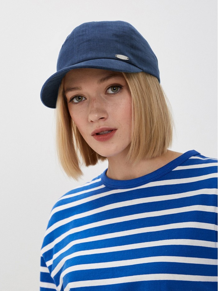 Льняная бейсболка цвет темно-синий Л-339