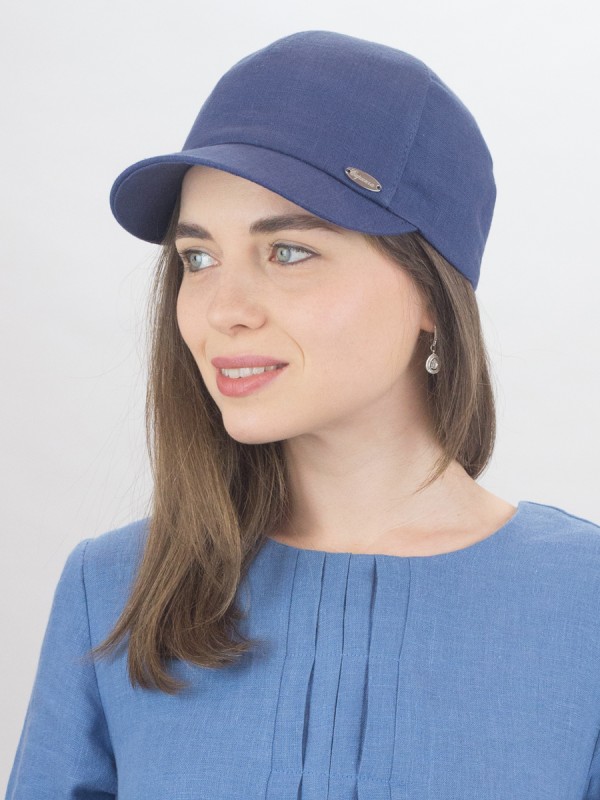 Льняная бейсболка цвет васильковый Л-339