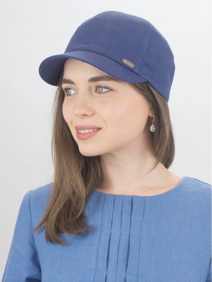 Льняная бейсболка цвет васильковый Л-339