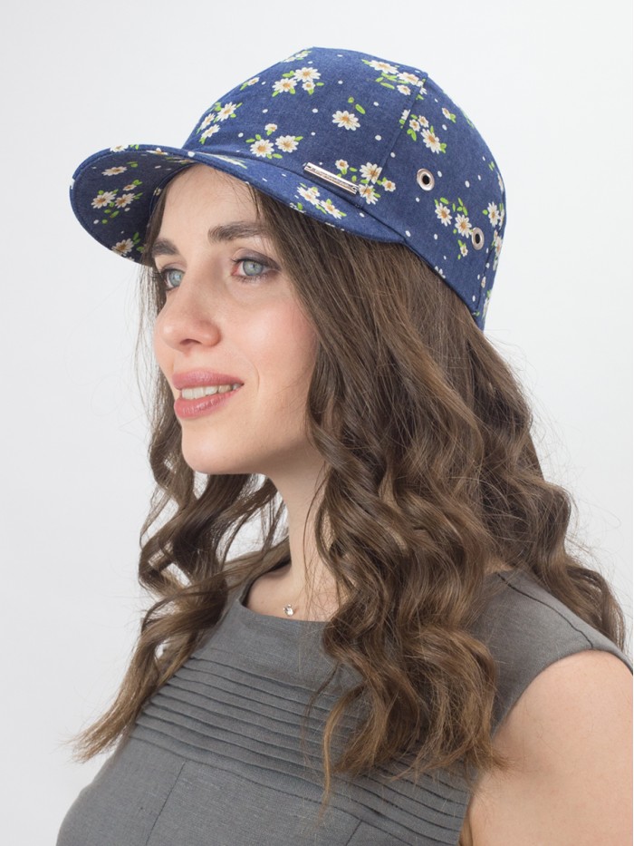 Джинсовая бейсболка цвет джинсовый-зеленый Л-339Д