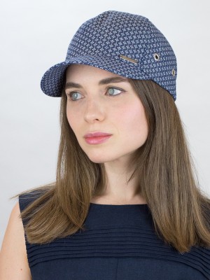 Джинсовая бейсболка цвет темно-синий-молочный Л-339Д