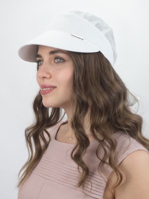 Оригинальная льняная бандана с козырьком цвет белый Л-404/1