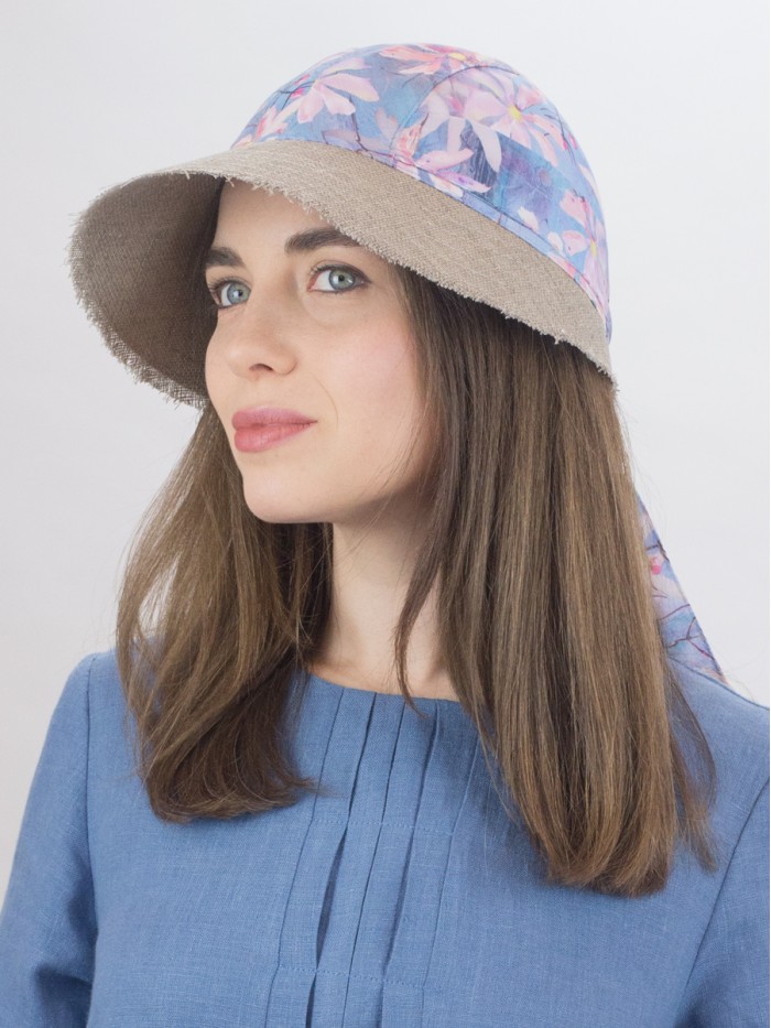 Элегантная бандана цвета голубой-розовый-серый Л-412К