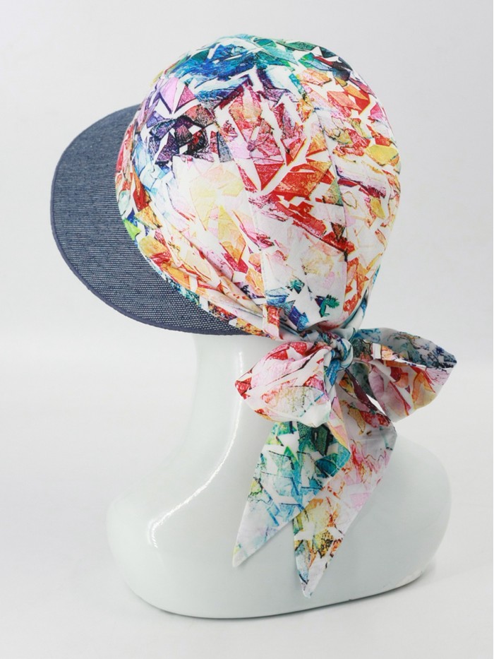 Комбинированная панама с регулировкой размера цвет голубой-розовый-темно-джинсовый Л-412К1