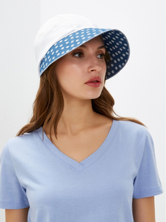 Комбинированная панама с регулировкой размера цвет индиго-белый Л-412К1