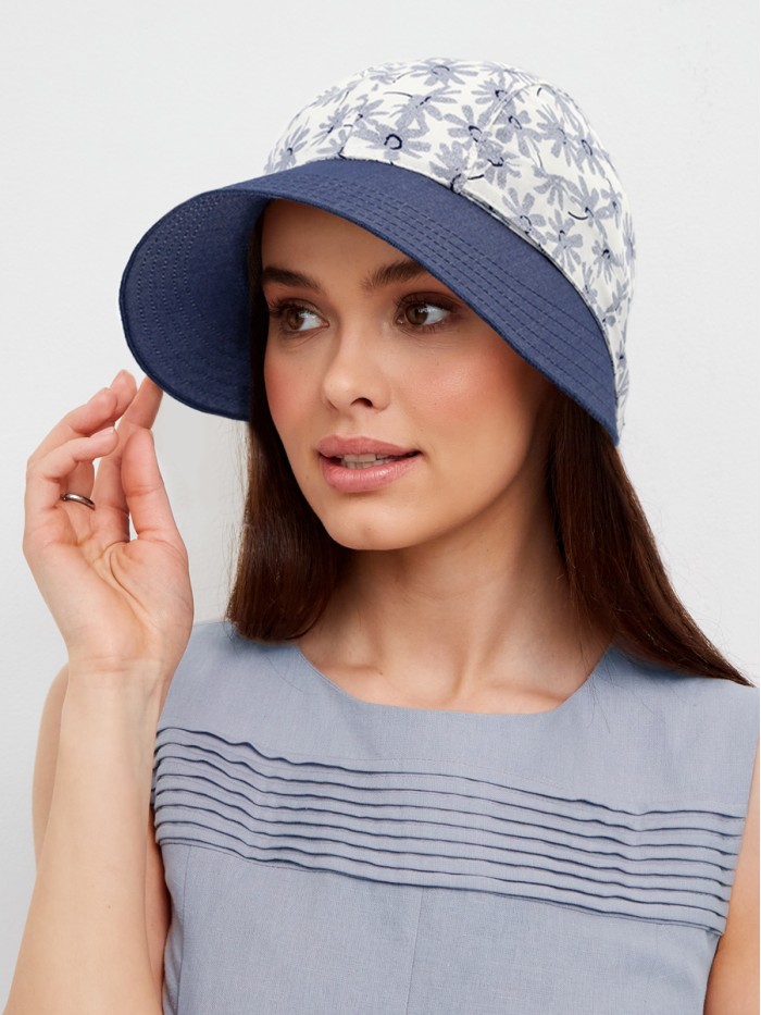 Комбинированная панама с регулировкой размера цвет темно-синий-белый-синий Л-412К1