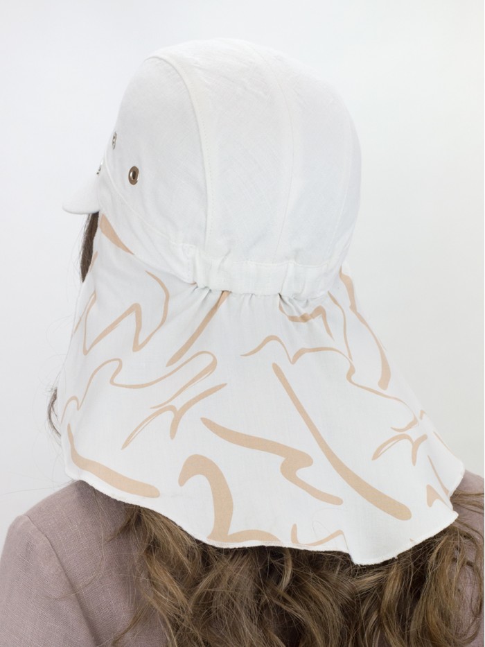 Оригинальная бейсболка с шелковой защитой цвет белый-бежевый Л-414/1А