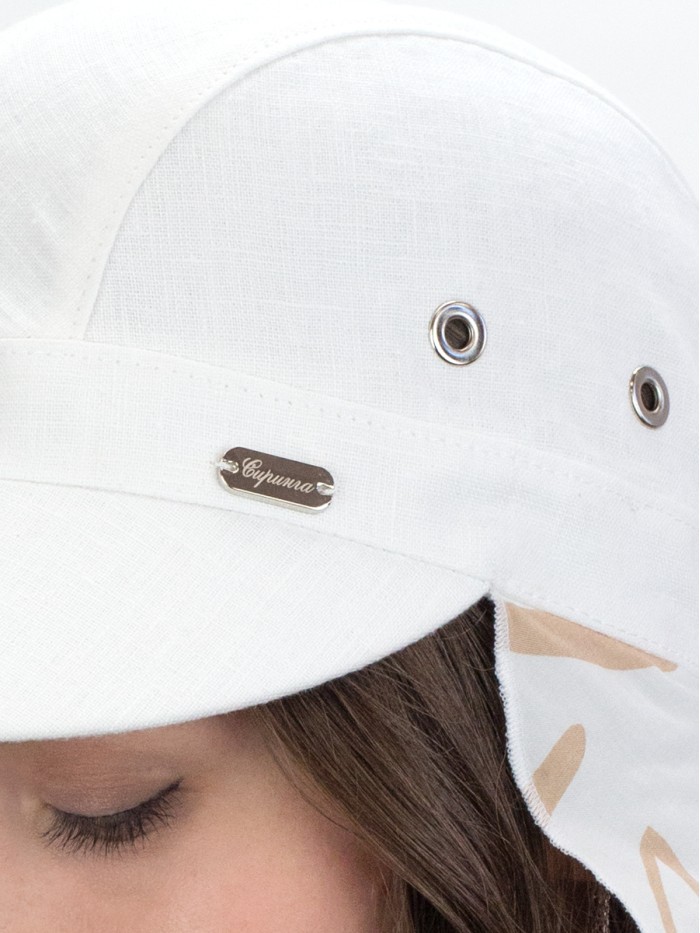 Оригинальная бейсболка с шелковой защитой цвет белый-бежевый Л-414/1А