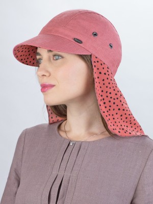 Оригинальная бейсболка с шелковой защитой кораллового цвета Л-414/1А