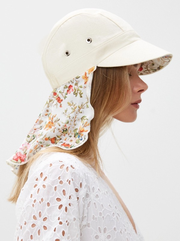 Оригинальная бейсболка с шелковой защитой молочного цвета Л-414/1А